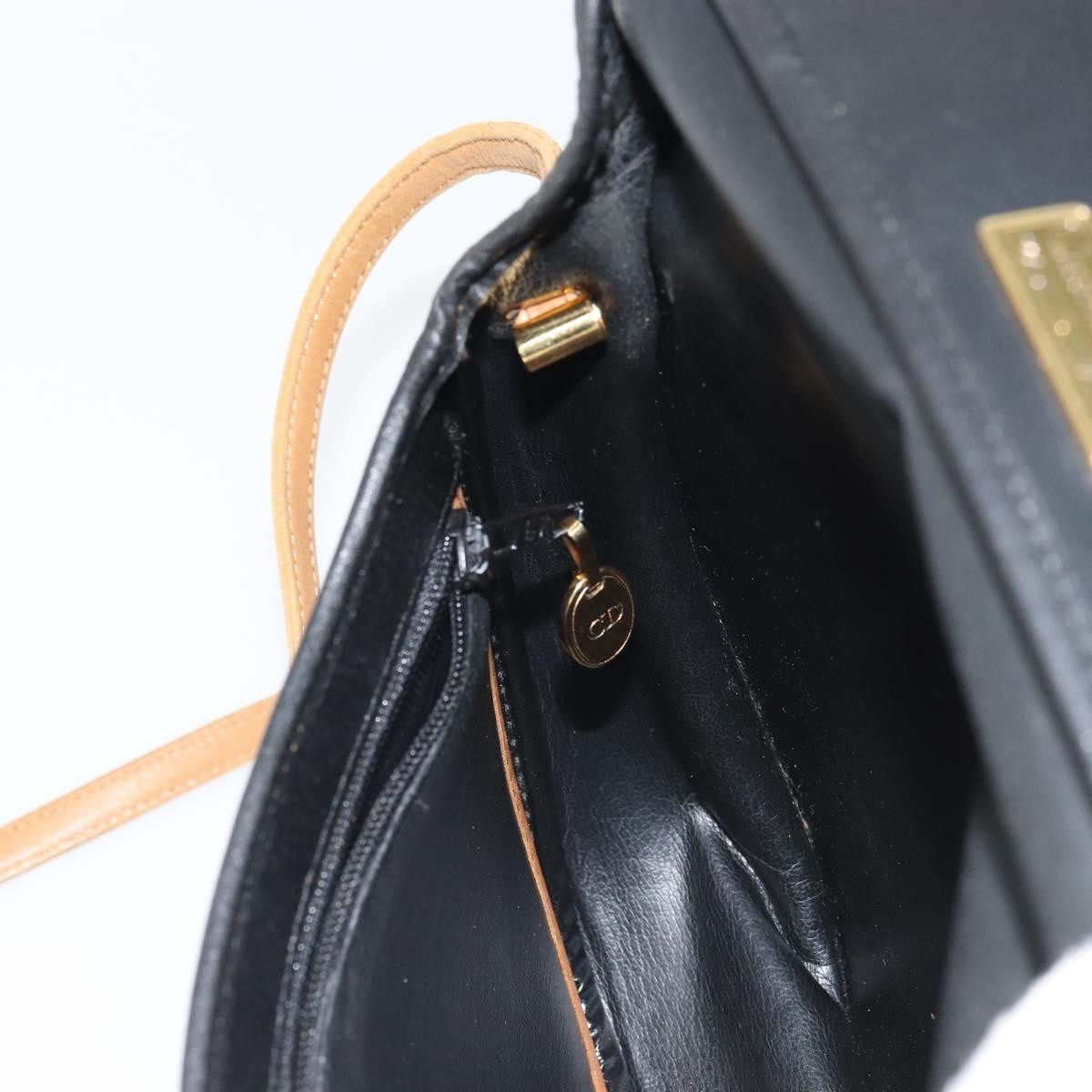 Christian Dior Vintage CD Flap Shoulder Bag Leather, BLACK, LEATHER, Shoulder bag