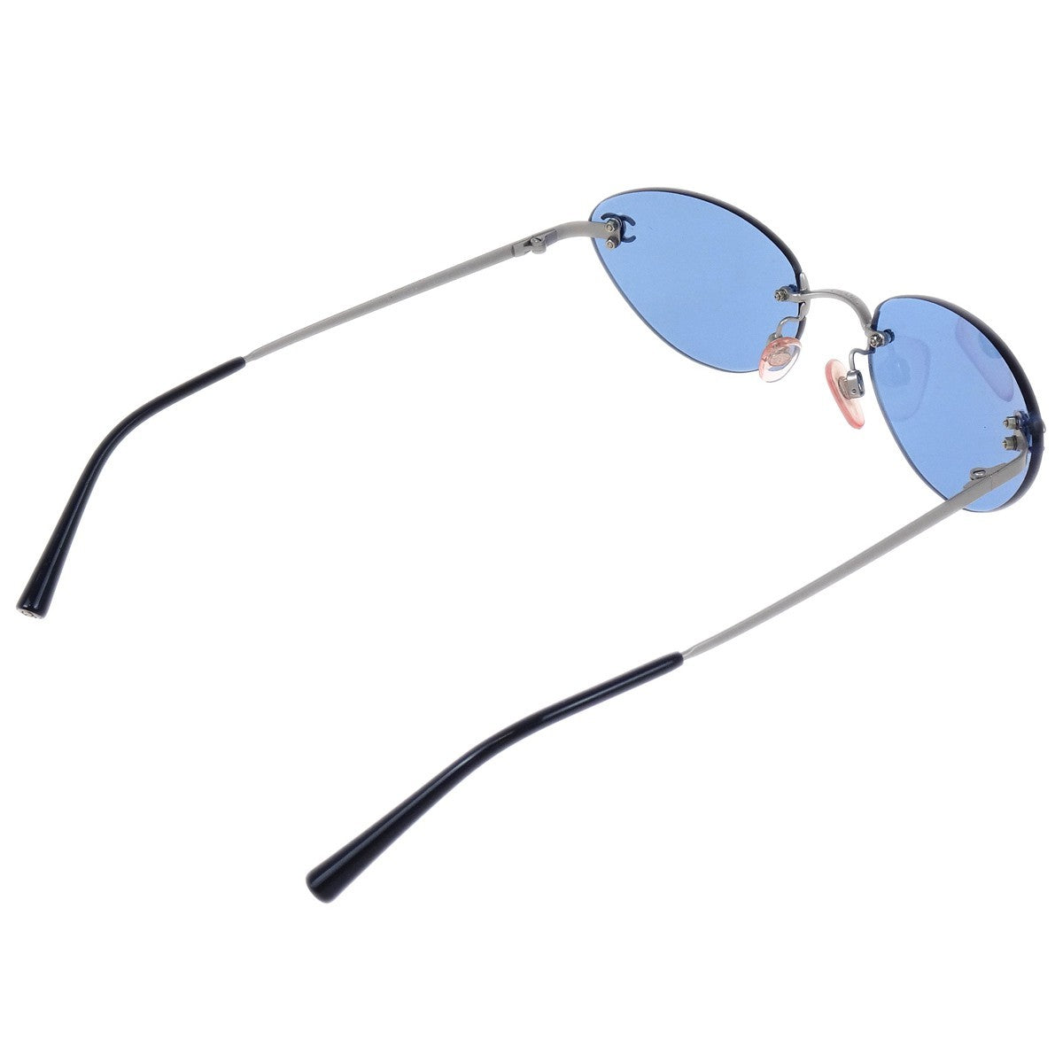 Chanel Logo CC Sunglasses Metal, BLUE, MESH, Sunglasse