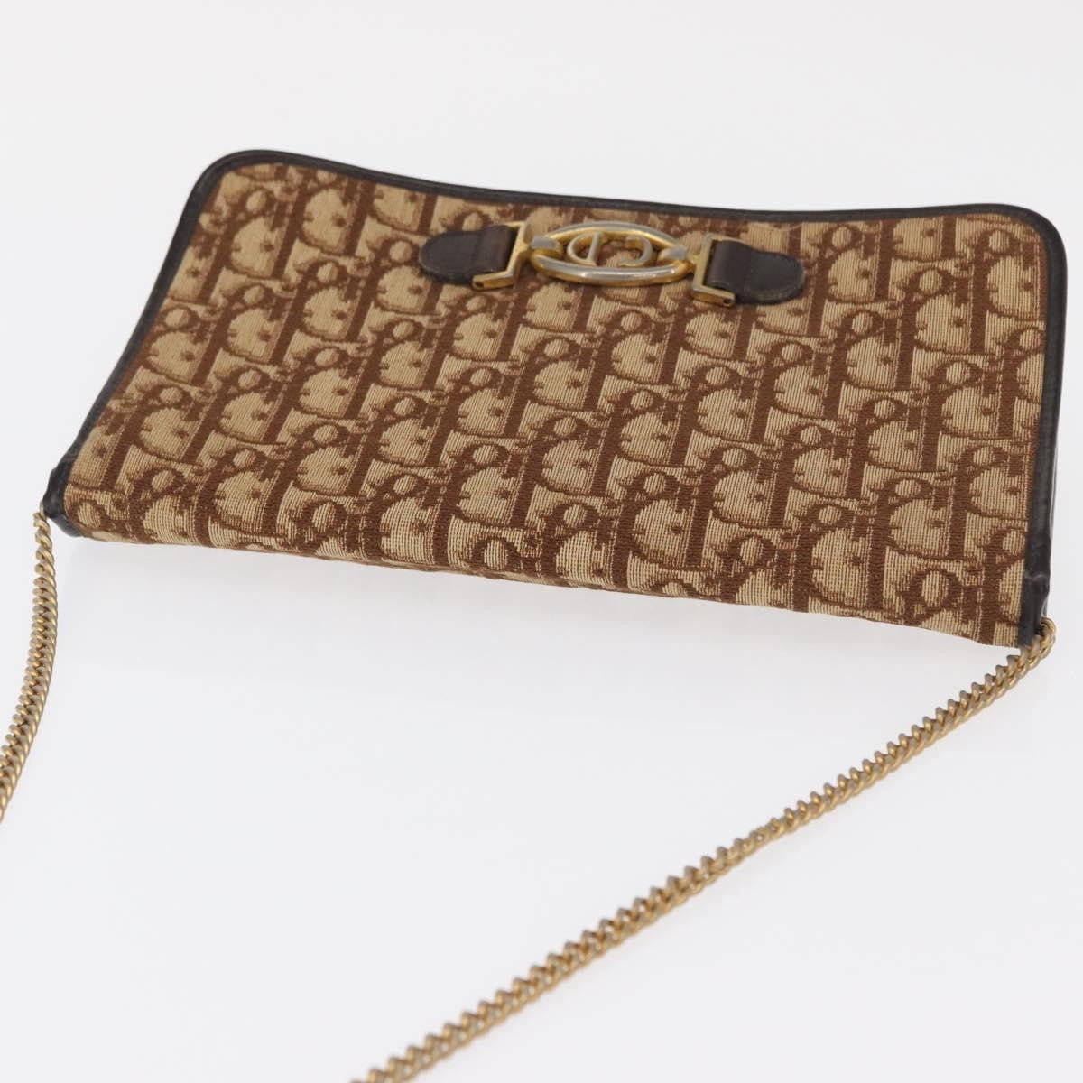 Christian Dior Vintage Trotter Shoulder Bag Canvas, BEIGE, CANVAS, Shoulder bag