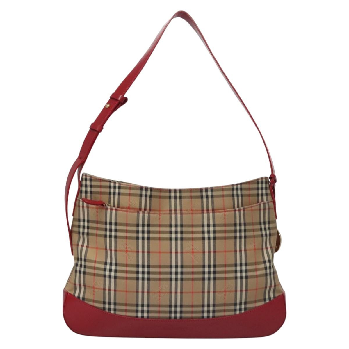 Burberry Shoulder Bag Nova Check Canvas, BEIGE, CANVAS, Shoulder bag
