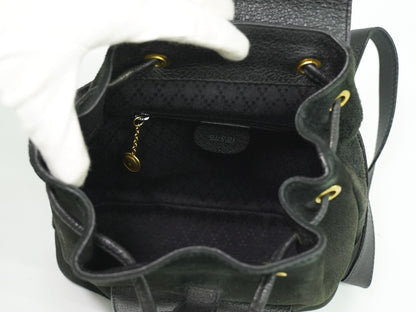 Gucci Vintage Bamboo Backpack Suede, BLACK, SUEDE, Backpack