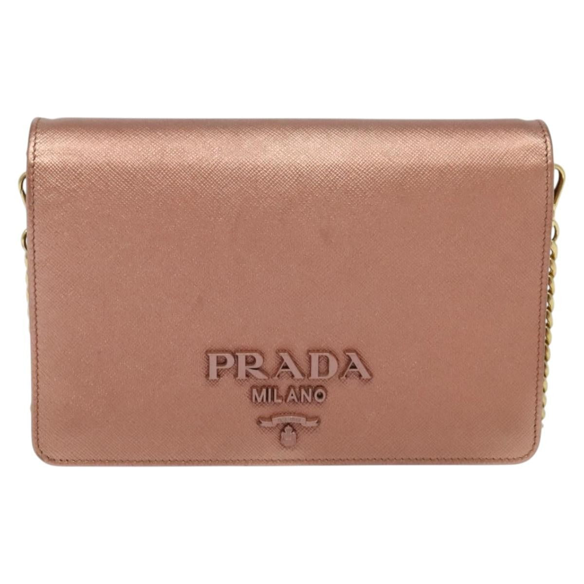 Prada Monochrome Chain Flap Bag Saffiano Leather, PINK, LEATHER, Shoulder bag