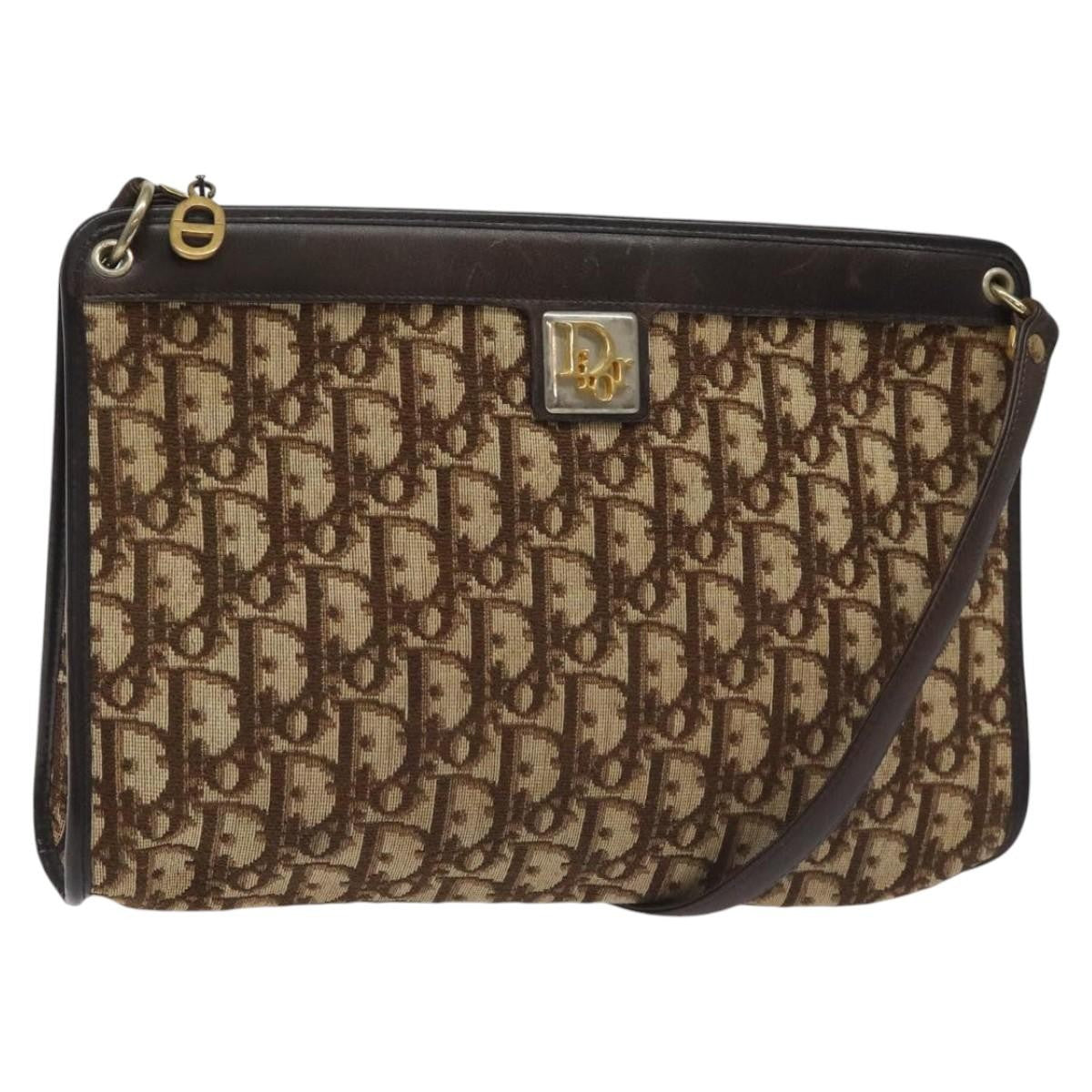 Christian Dior Vintage Trotter Shoulder Bag Canvas, BROWN, CANVAS, Shoulder bag