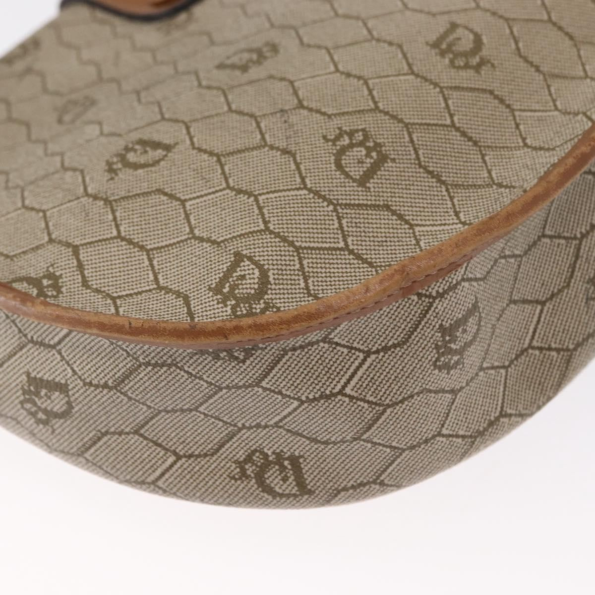 Christian Dior Vintage Honeycomb Shoulder Bag Canvas and Leather, BEIGE, CANVAS, Shoulder bag