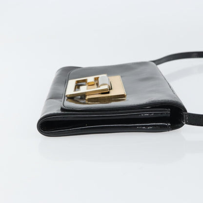 Fendi Vintage Shoulder Bag Enamel, BLACK, PATENT_LEATHER, Shoulder bag