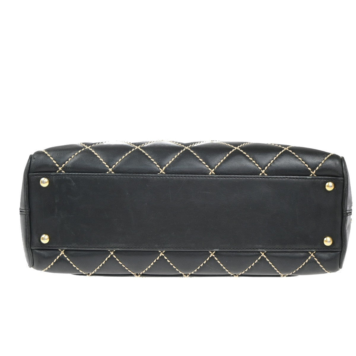 Chanel Surpique Boston Bag Quilted Leather, BLACK, LEATHER, Handbag