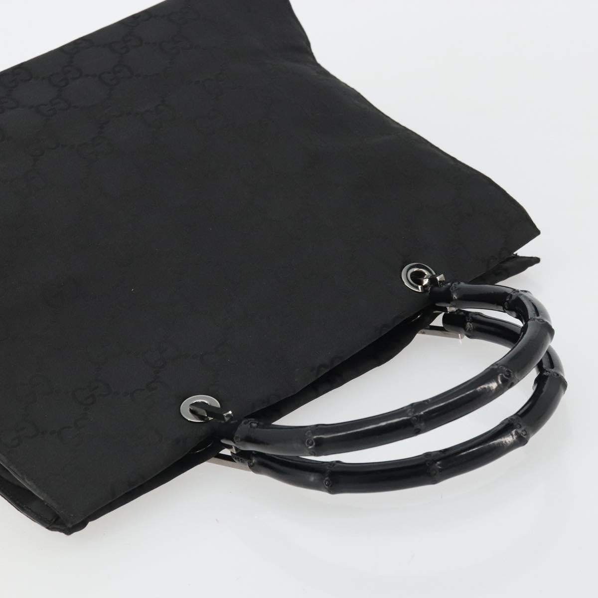 Gucci Vintage Bamboo Handle Tote GG Canvas, Black, Canvas, Tote Bag