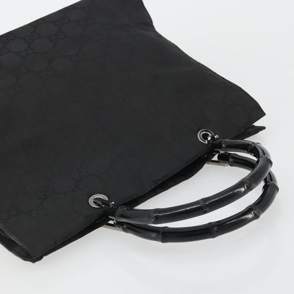 Gucci Vintage Bamboo Handle Tote GG Canvas, Black, Canvas, Tote Bag