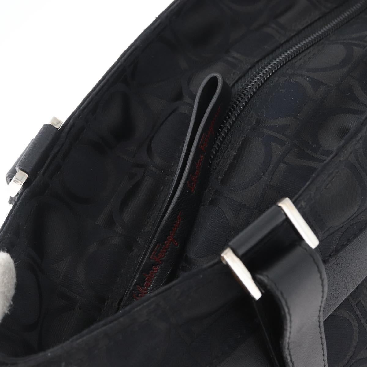 Salvatore Ferragamo Gancini Tote Gancini Canvas, BLACK, CANVAS, Tote bag