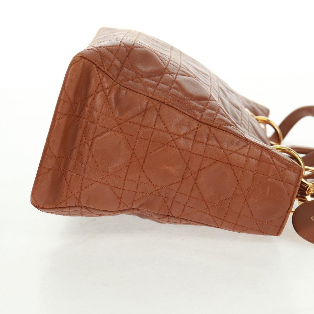 Christian Dior Vintage Lady Dior Bag Cannage Quilt Lambskin, BROWN, LEATHER, Handbag