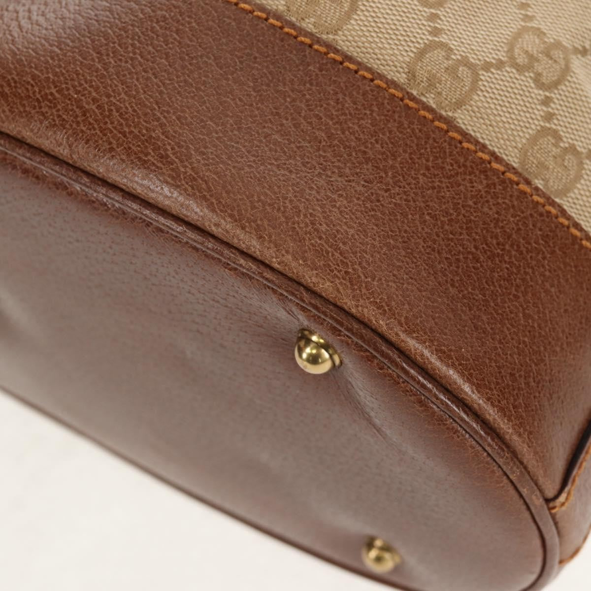 Gucci Drawstring Shoulder Bag GG Canvas with Leather, BEIGE, CANVAS, Shoulder bag
