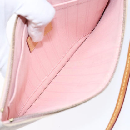 Louis Vuitton Neverfull Pochette Damier, WHITE, CANVAS, Tote bag