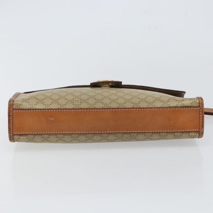 Celine Circle Logo Macadam Pouch Canvas and Leather, BEIGE, CANVAS, Clutche & pouche