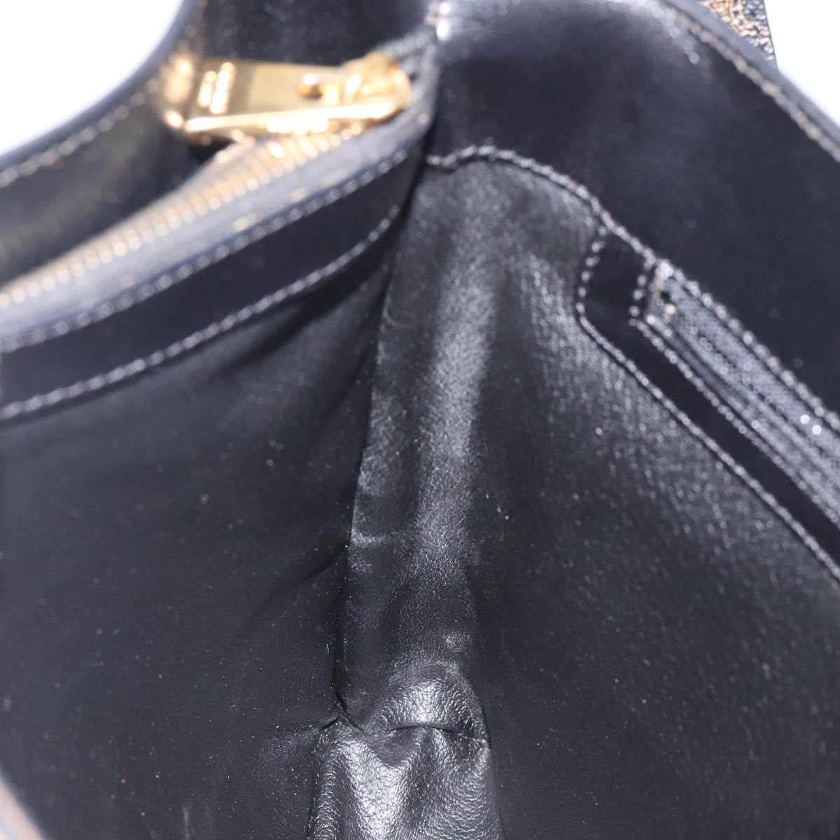 Celine Vintage Macadam Shoulder Bag Canvas and Leather, Black, Canvas, Shoulder Bag