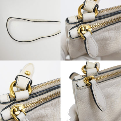 Prada Double Zip Crossbody Bag Vitello Daino, WHITE, LEATHER, Shoulder bag