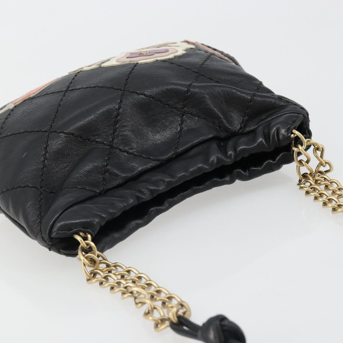 Chanel Chain Tote Leather, Black, Leather, Shoulder Bag