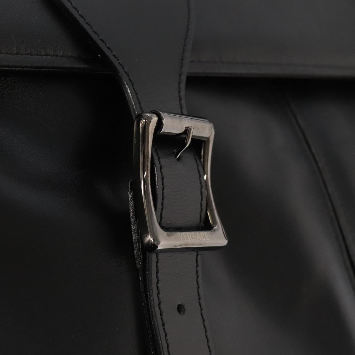 Versace Messenger Bag Leather, BLACK, LEATHER, Shoulder bag