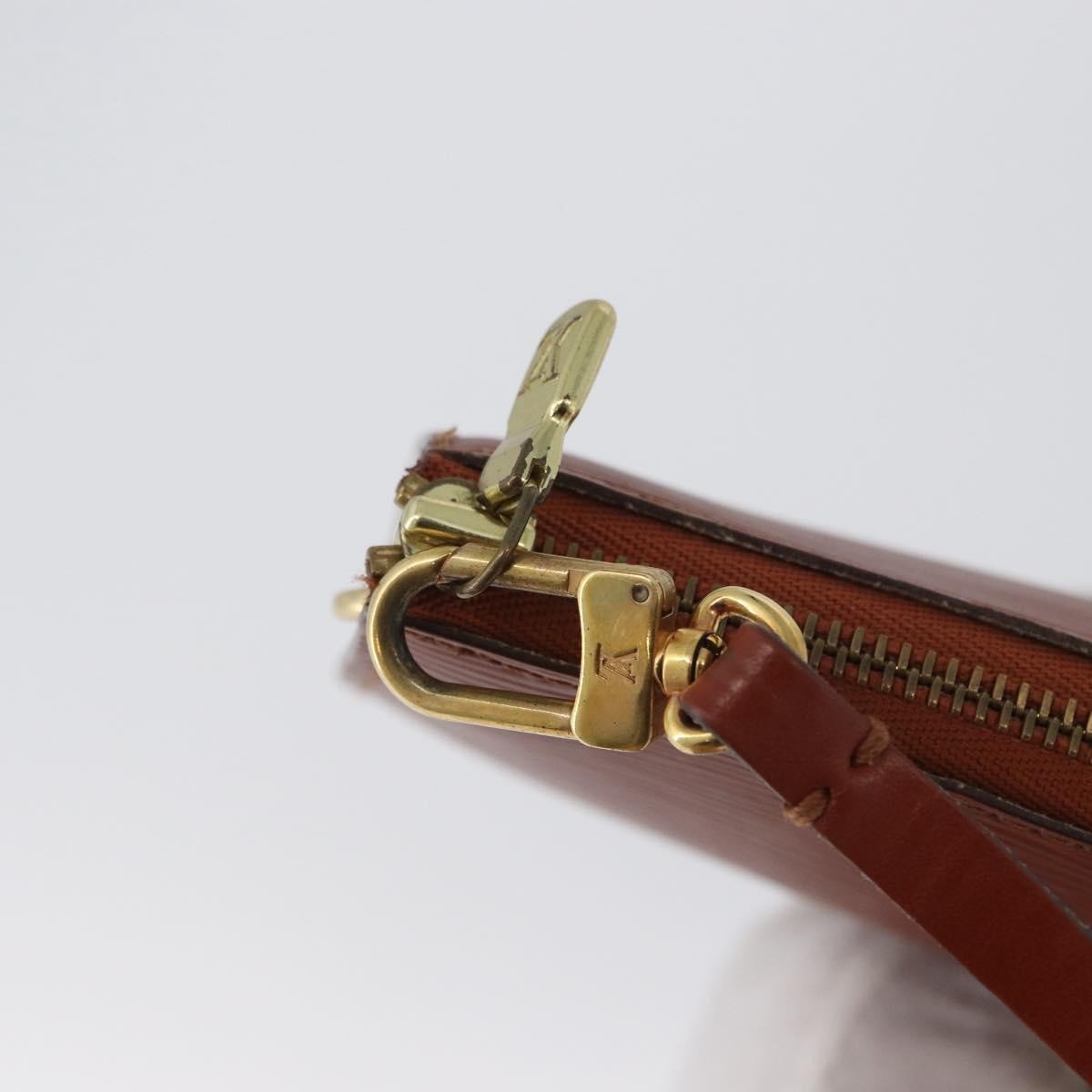 Louis Vuitton Pochette Accessoires Epi Leather, BROWN, LEATHER, Clutche & pouche