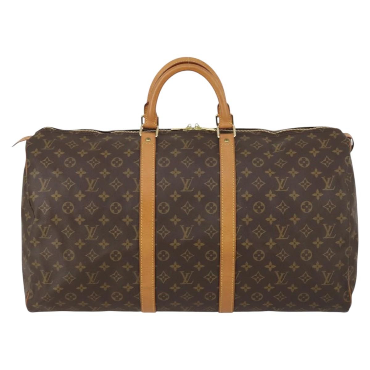 Louis Vuitton Keepall Bag Monogram Canvas, BROWN, CANVAS, Travel bag