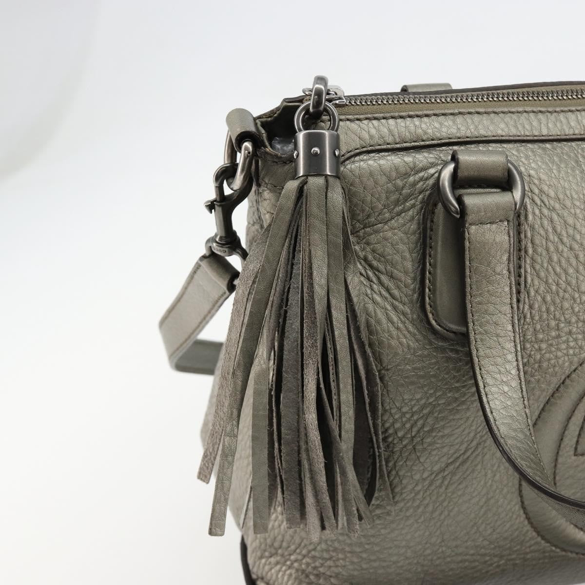 Gucci Soho Convertible Top Handle Bag Leather, Silver, Leather, Handbag
