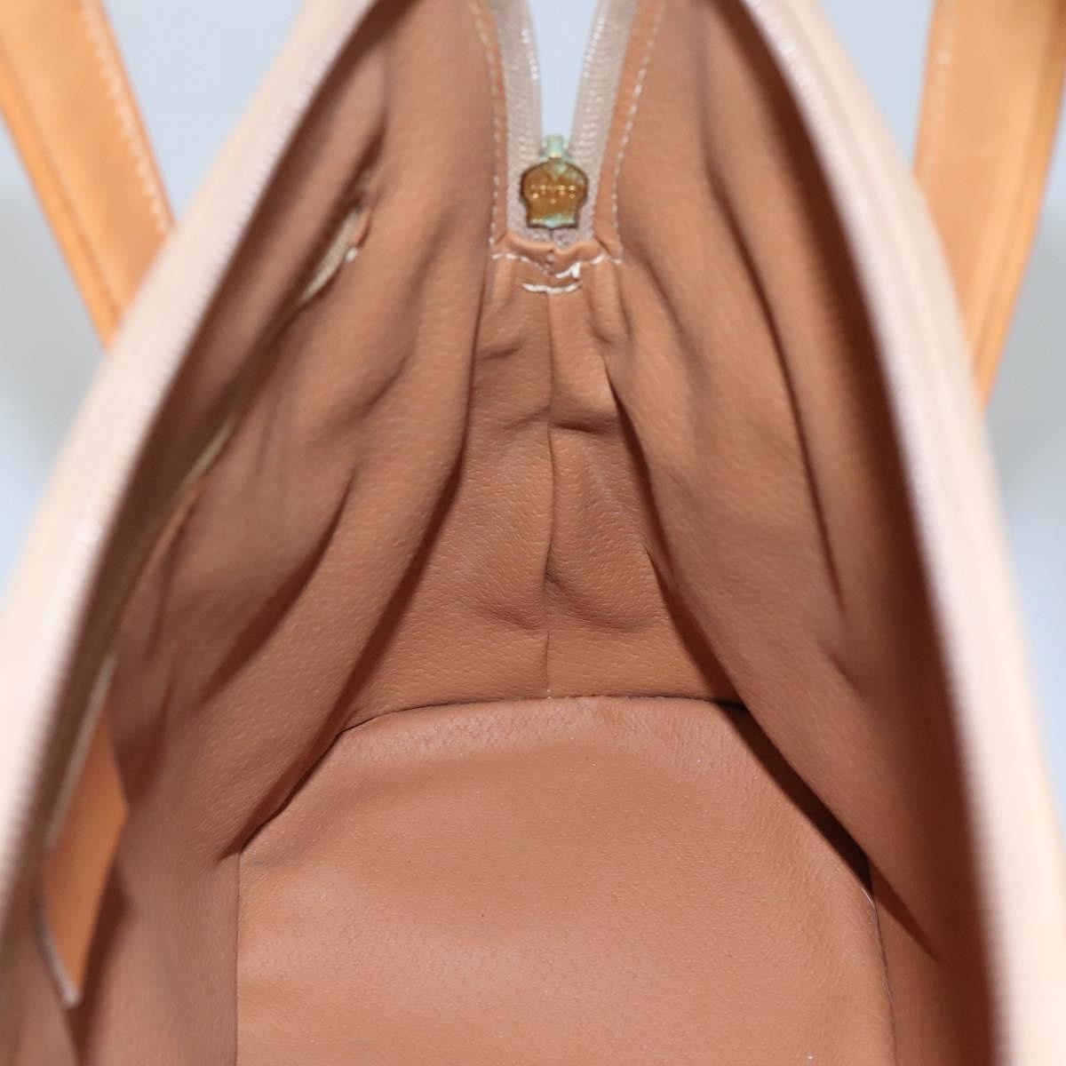 Celine Vintage Macadam Handbag Canvas and Leather, BEIGE, CANVAS, Handbag