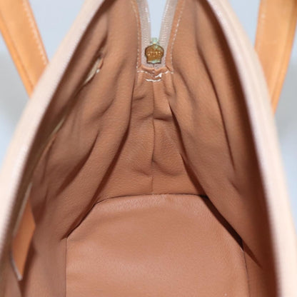 Celine Vintage Macadam Handbag Canvas and Leather, BEIGE, CANVAS, Handbag