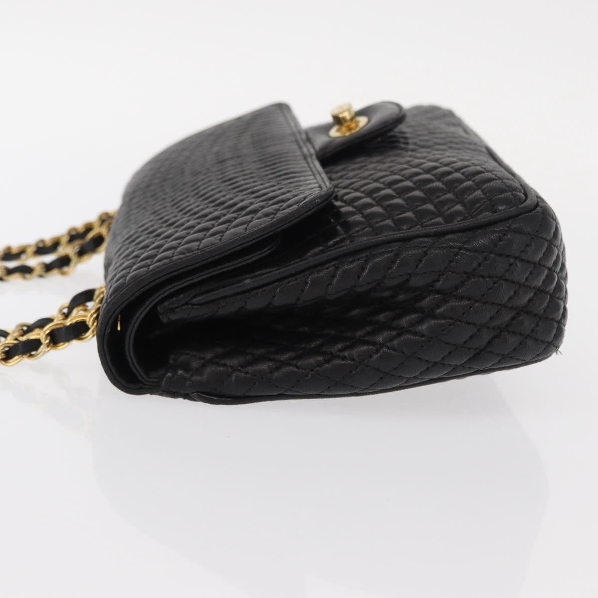 Bally Vintage Chain Shoulder Bag Quilted Leather, Black, Leather, Shoulder Bag