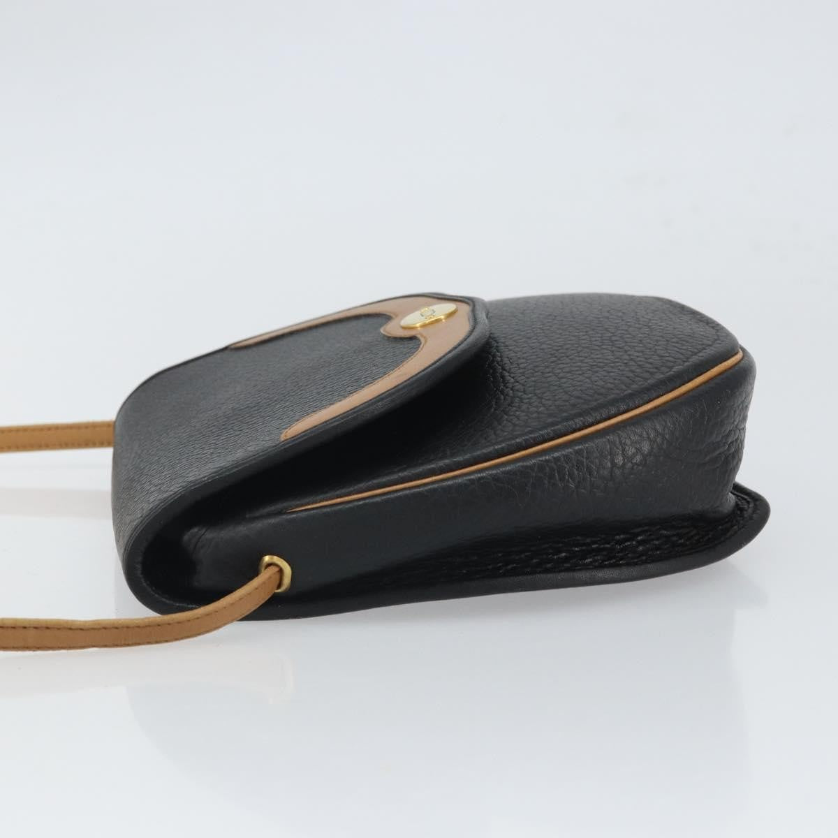 Christian Dior Vintage CD Flap Shoulder Bag Leather, BLACK, LEATHER, Shoulder bag