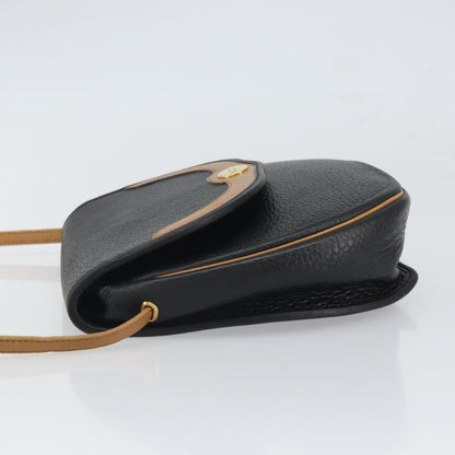 Christian Dior Vintage CD Flap Shoulder Bag Leather, BLACK, LEATHER, Shoulder bag