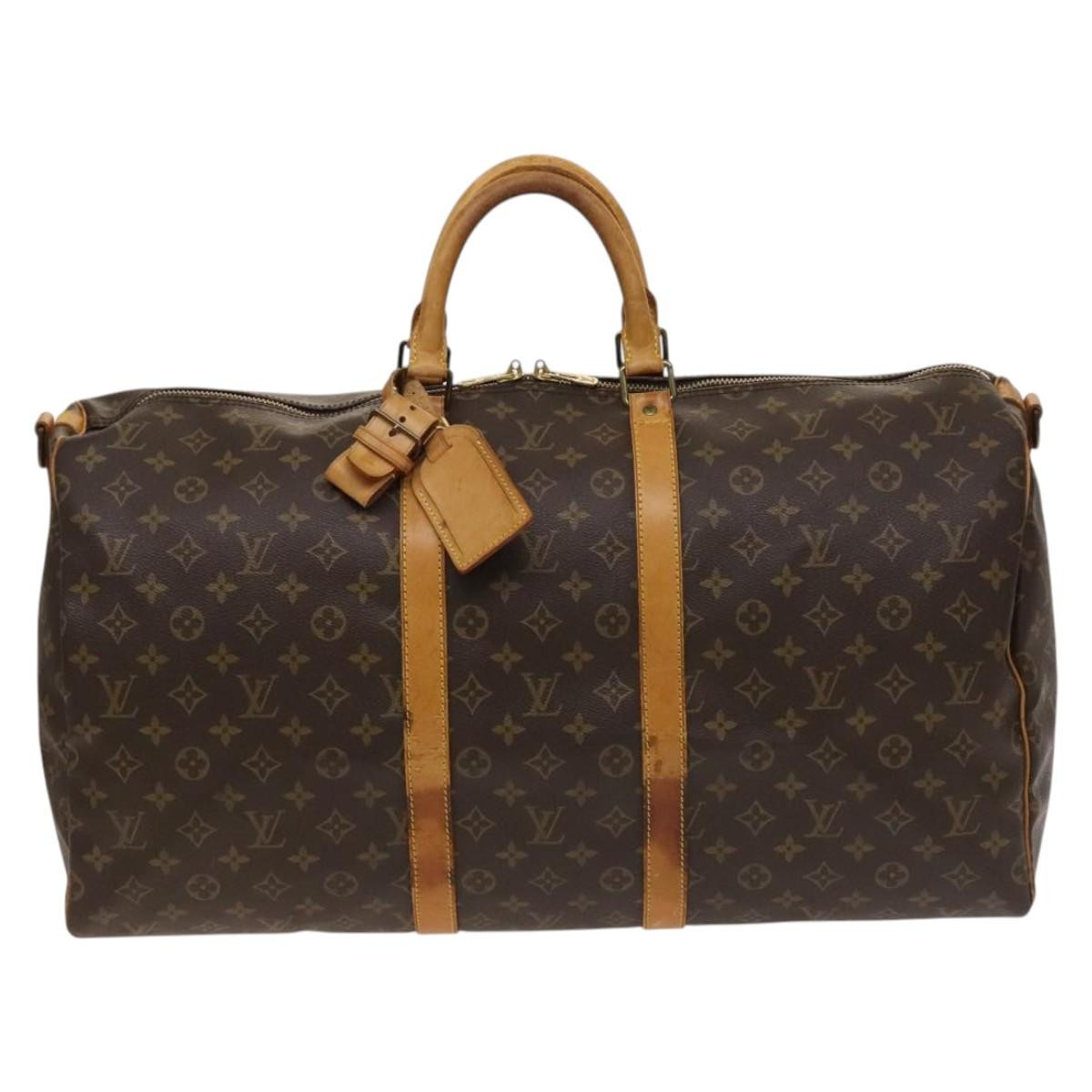 Louis Vuitton Keepall Bandouliere Bag Monogram Canvas, BROWN, CANVAS, Travel bag