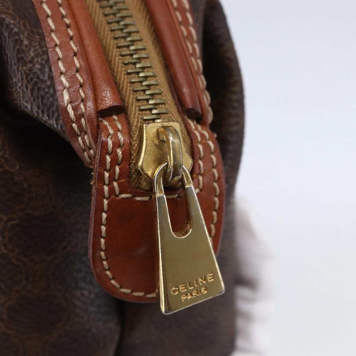 Celine Macadam Pochette Canvas and Leather, BROWN, CANVAS, Clutche & pouche