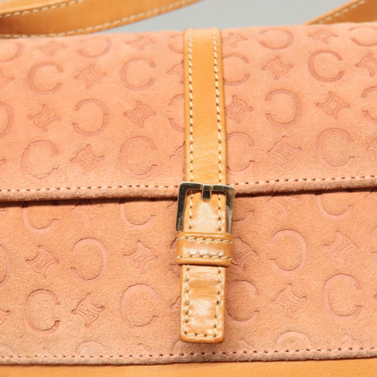 Celine Vintage Macadam Shoulder Bag Canvas and Leather, PINK, CANVAS, Shoulder bag