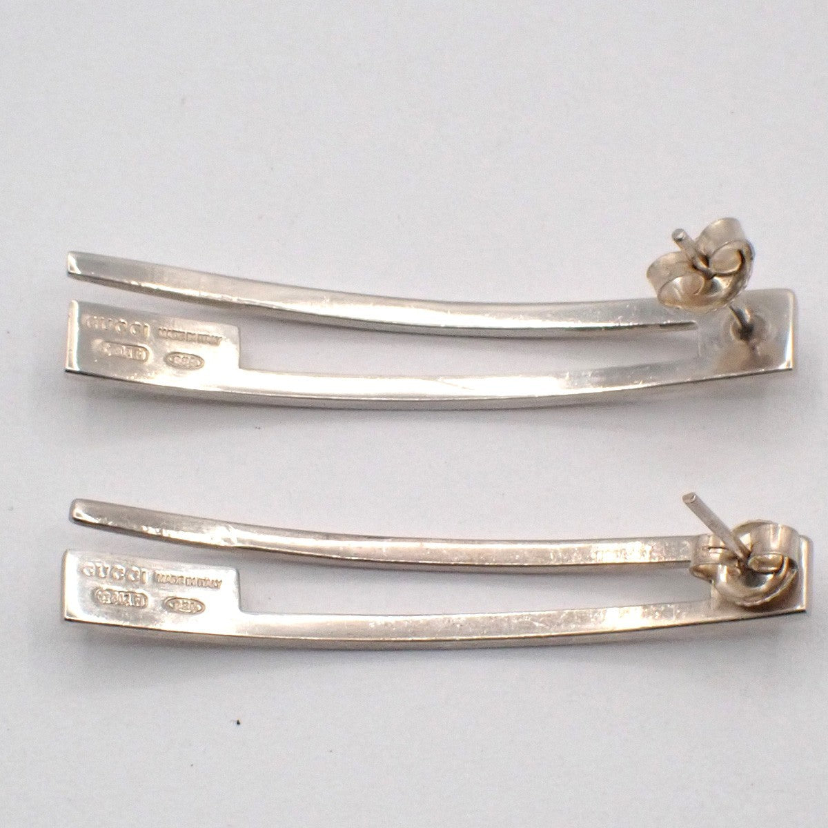Gucci G Logo Long Studs Earrings Silver 925, Silver, Silver, Earrings