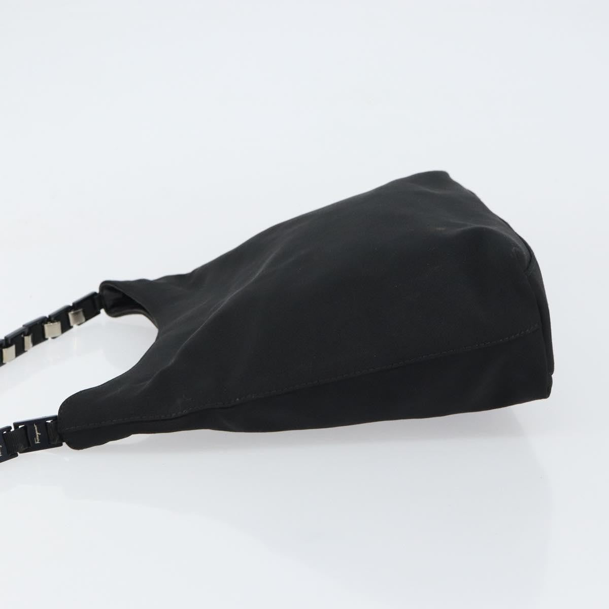 Salvatore Ferragamo Vala Shoulder Bag Nylon, BLACK, NYLON, Shoulder bag