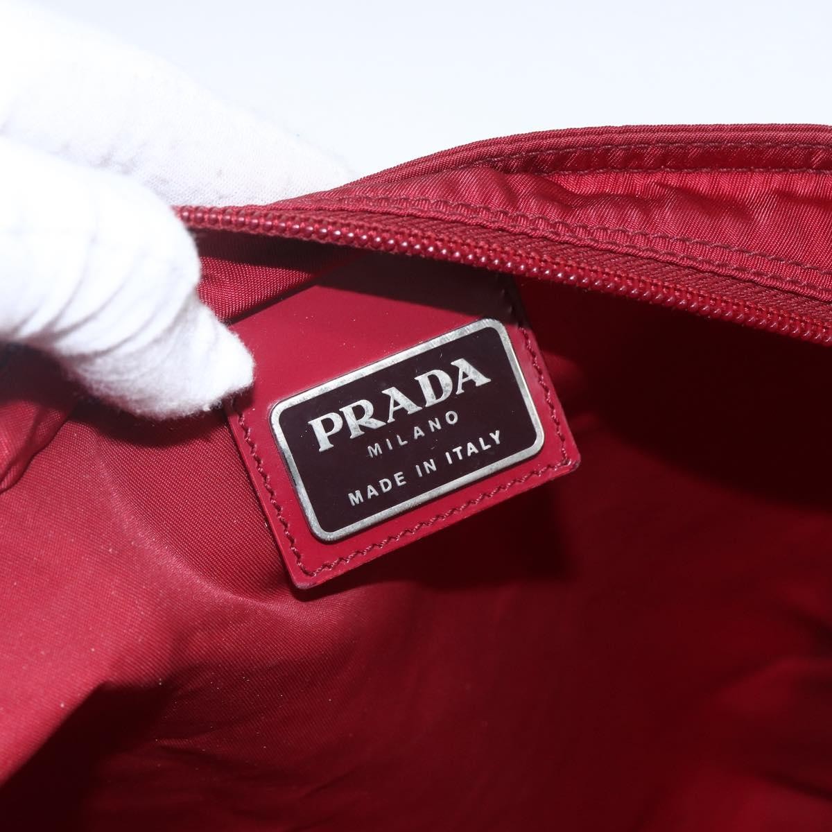 Prada Zip Top Messenger Bag Tessuto, RED, NYLON, Shoulder bag