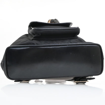 Gucci Vintage Bamboo Backpack Nylon and Patent Leather, BLACK, NYLON, Backpack