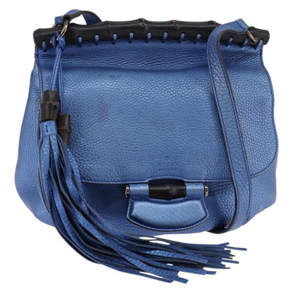 Gucci Nouveau Fringe Crossbody Bag Leather, BLUE, LEATHER, Shoulder bag