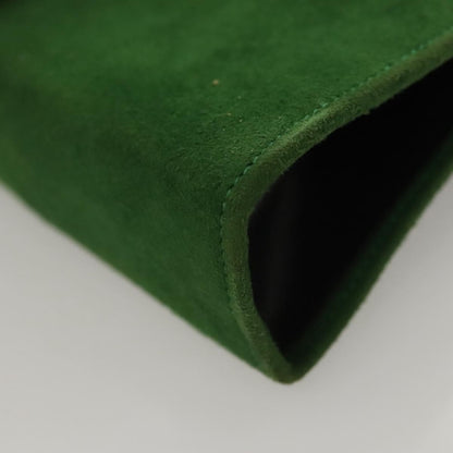 Celine Circle logo Suede and Leather, GREEN, SUEDE, Clutche & pouche