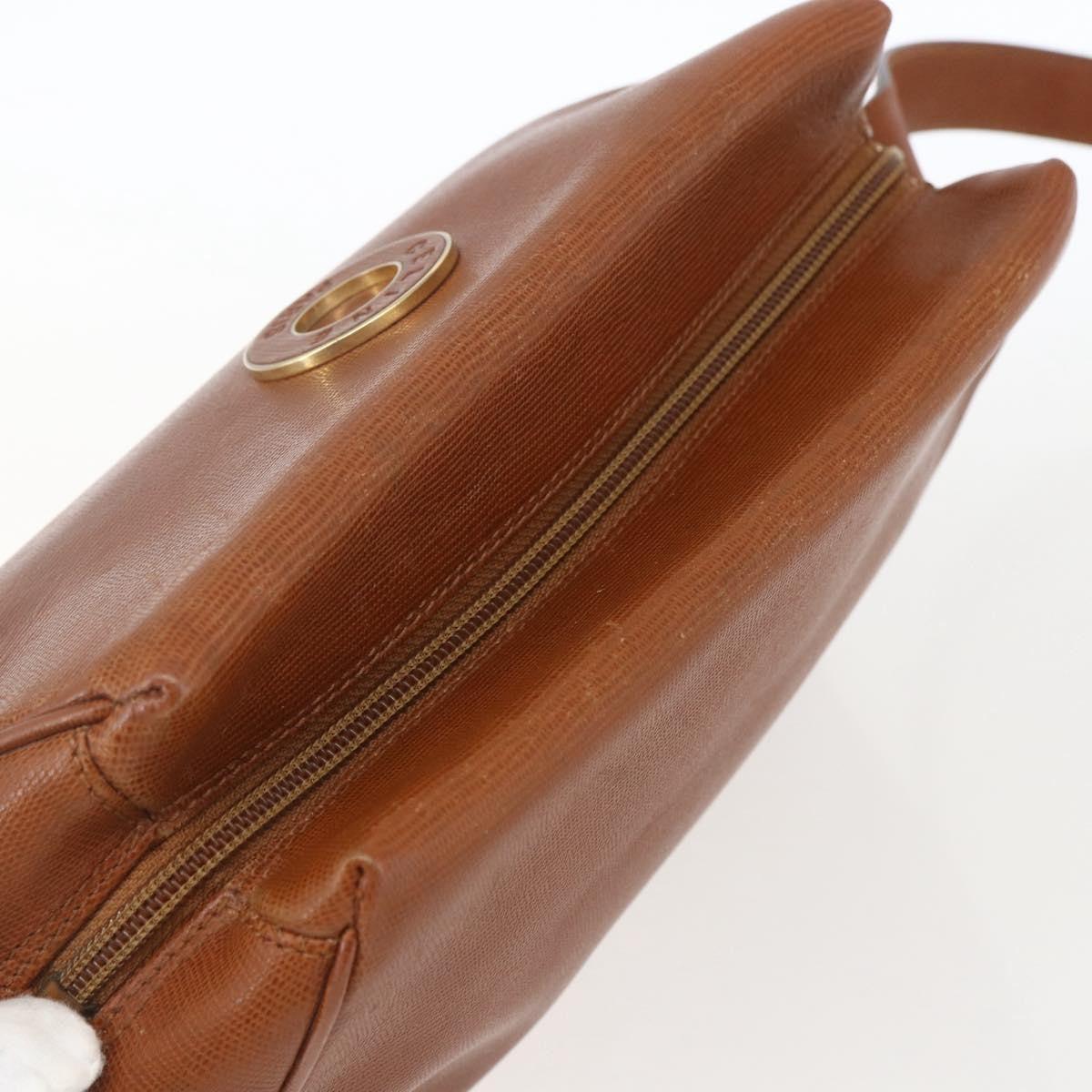 Celine Circle Logo Shoulder Bag Leather, BROWN, LEATHER, Shoulder bag