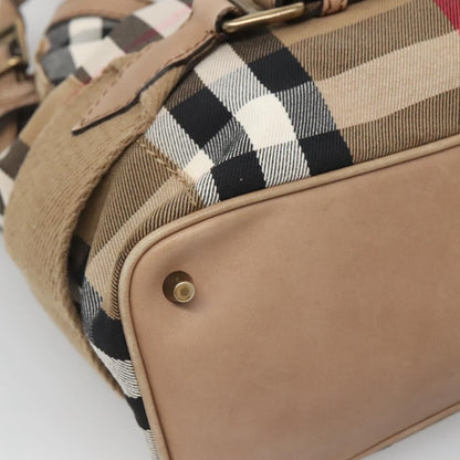 Burberry Parsons Hobo House Check Canvas and Leather, BEIGE, CANVAS, Shoulder bag