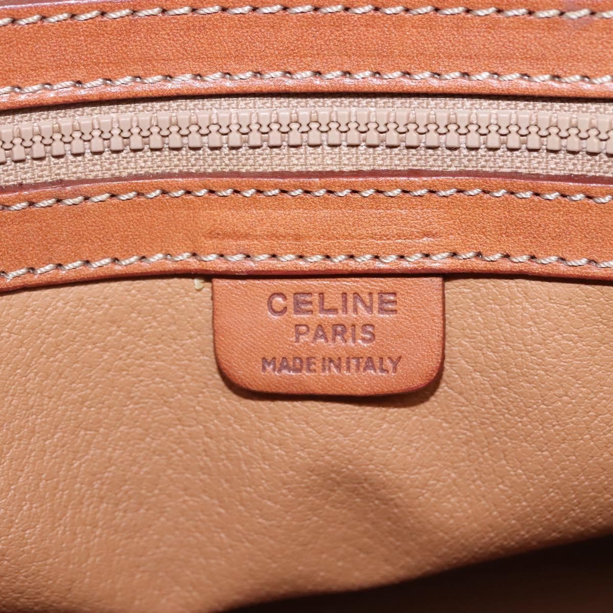 Celine Vintage Macadam Handbag Canvas and Leather, BROWN, CANVAS, Handbag