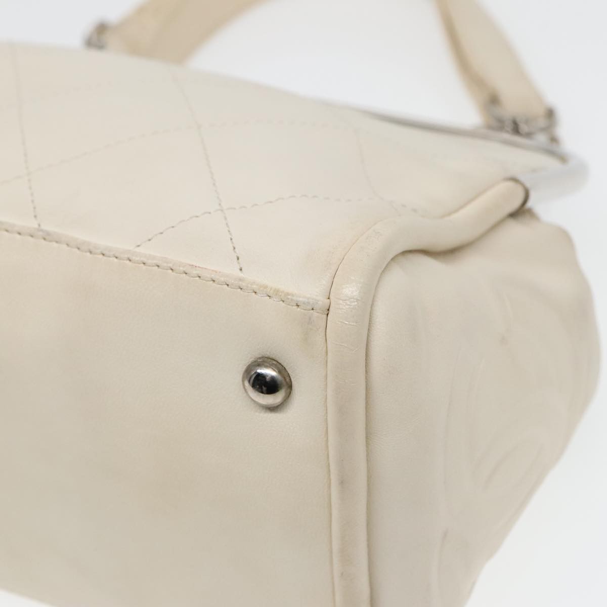 Chanel Ultimate Soft Frame Bag Quilted Calfskin, WHITE, LEATHER, Handbag