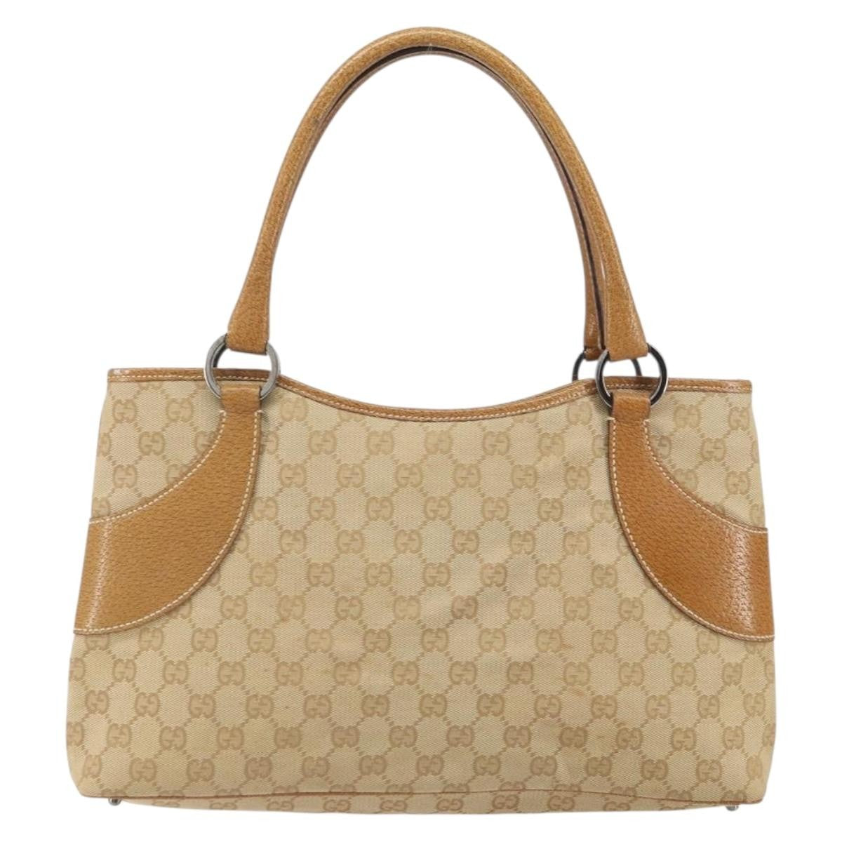 Gucci Vintage Ring Tote GG Canvas with Leather, BEIGE, CANVAS, Tote bag