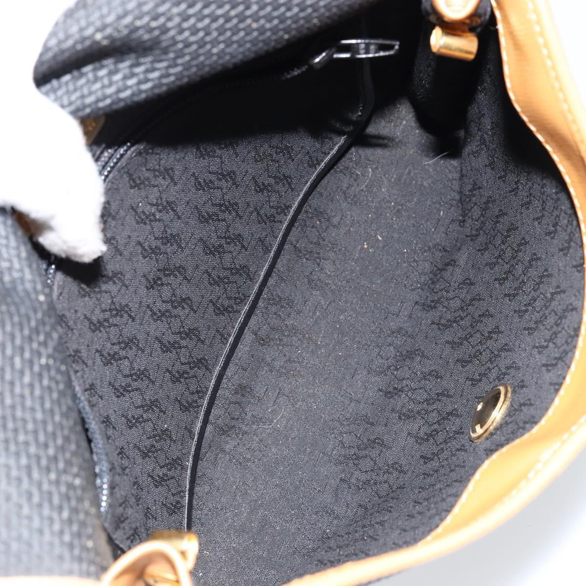 Saint Laurent Vintage Flap Crossbody Bag Coated Canvas with Leather, BLACK, PVC, Shoulder bag