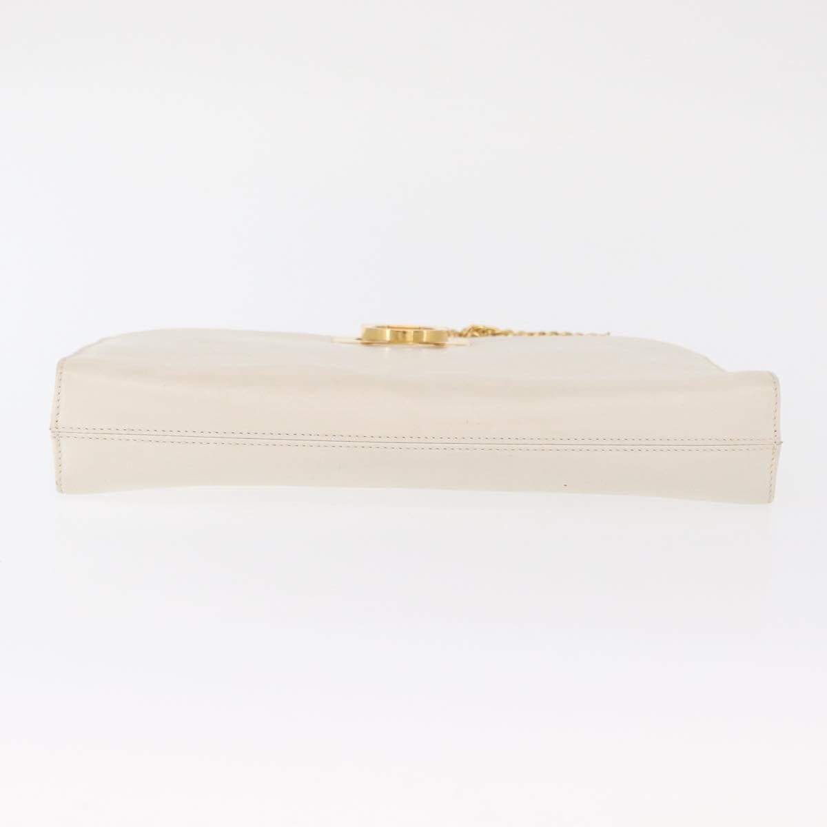 Salvatore Ferragamo Vintage Chain Shoulder Bag Leather, WHITE, LEATHER, Shoulder bag