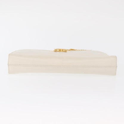 Salvatore Ferragamo Vintage Chain Shoulder Bag Leather, WHITE, LEATHER, Shoulder bag