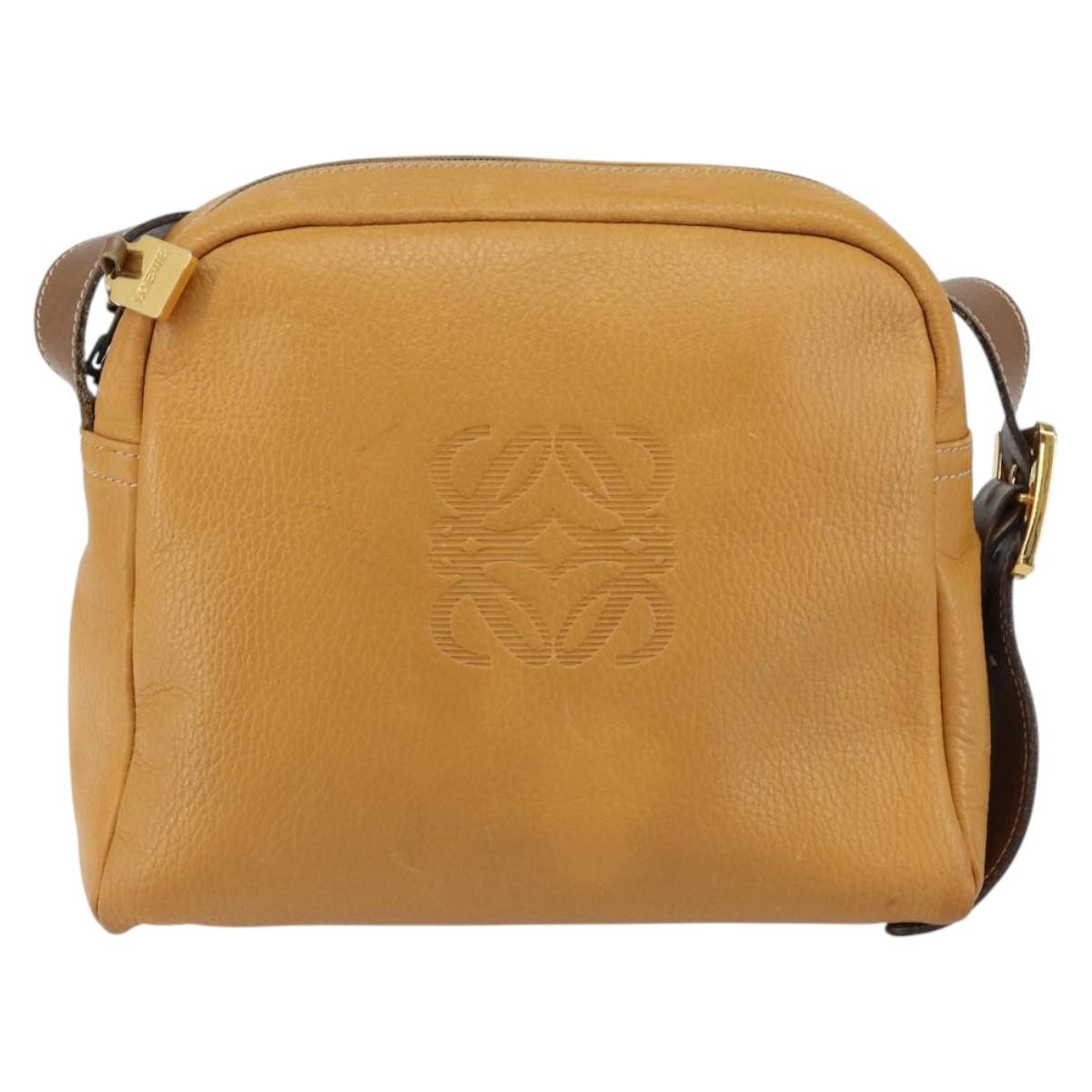 Loewe Anagram Shoulder Bag Leather, BROWN, LEATHER, Shoulder bag
