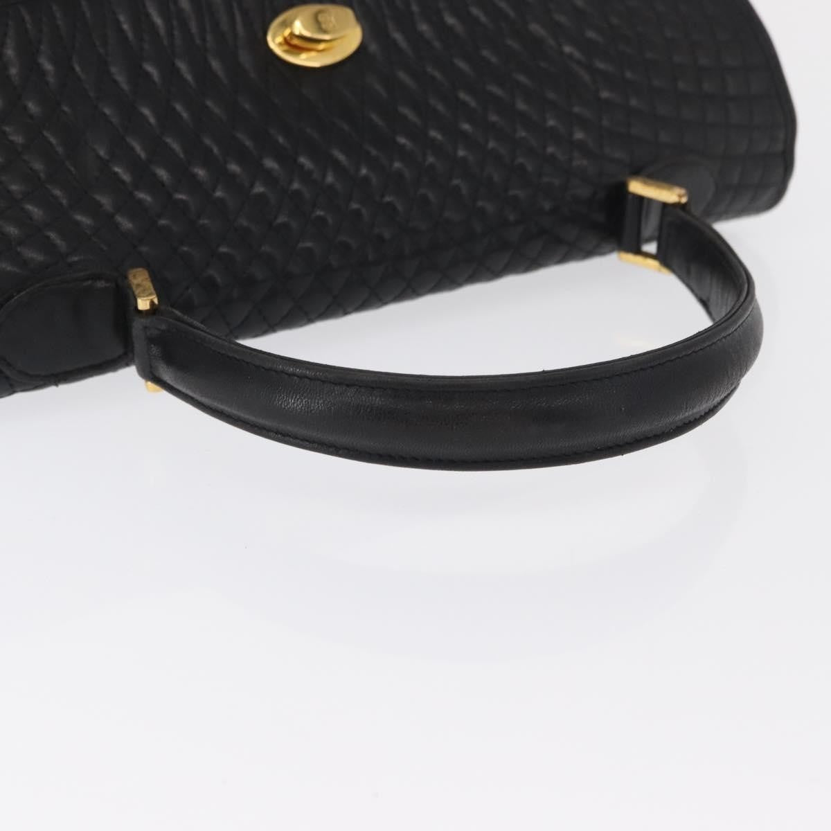 Bally Vintage Handbag Quilted Leather, BLACK, LEATHER, Handbag