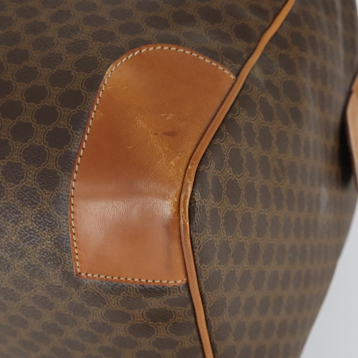 Celine Vintage Macadam Boston bag Canvas and Leather, BROWN, CANVAS, Travel bag