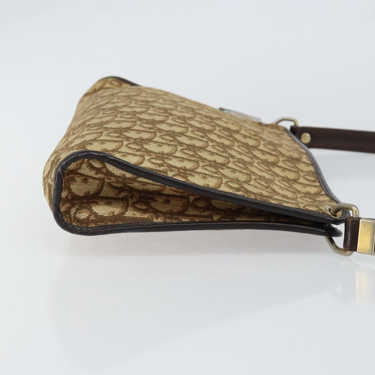 Christian Dior Vintage Trotter Shoulder Bag Canvas, BEIGE, CANVAS, Shoulder bag